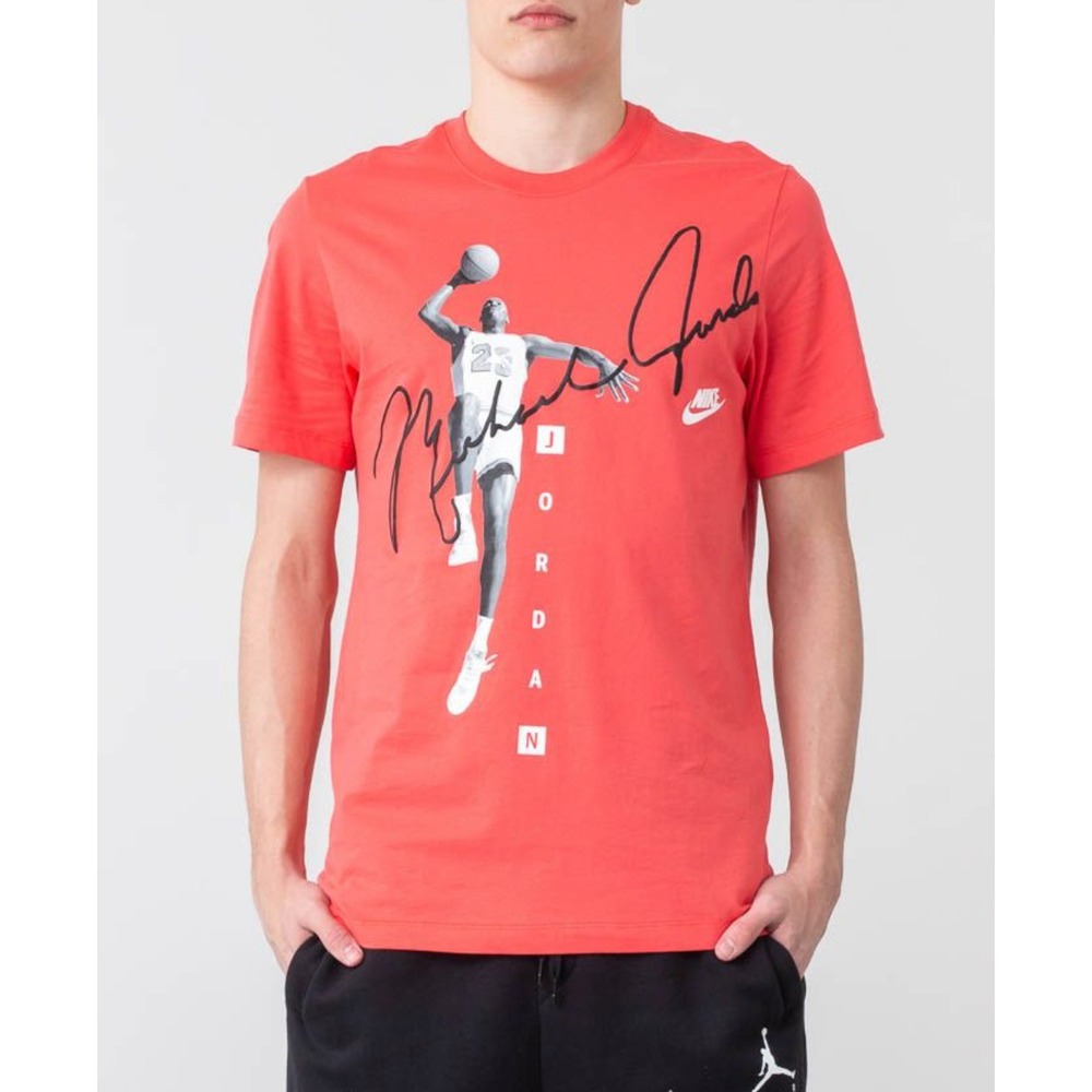 New Nike Air Jordan MJ Photo Signature Tee in Light Red XXL AO0687-850